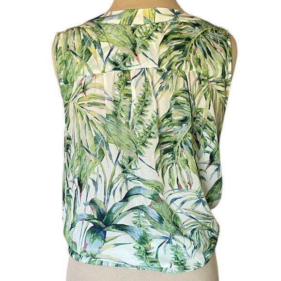 Carolina Belle Montreal Tropical Leaf Print Sleeveless Top, Size Medium - Picture 4 of 14